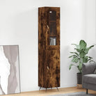 Hoge kast van bewerkt hout met duurzame en stabiele kwaliteit - Gerookt eiken / 1 / 1 deur - Dressoirs & buffetkasten