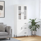 Hoge kast van bewerkt hout met duurzame en stabiele kwaliteit - Wit / 1 / 1 deur 3 lades - Dressoirs & buffetkasten