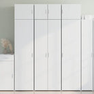 Hoge kast van bewerkt hout met elegante en duurzame uitstraling - Wit / 1 - Dressoirs & buffetkasten