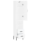 Hoge kast van bewerkt hout met hoogglans wit voor een trendy interieur - Dressoirs & buffetkasten