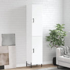 Hoge kast van bewerkt hout met hoogglans wit voor een trendy interieur - Wit / 1 / 1 deur - Dressoirs & buffetkasten