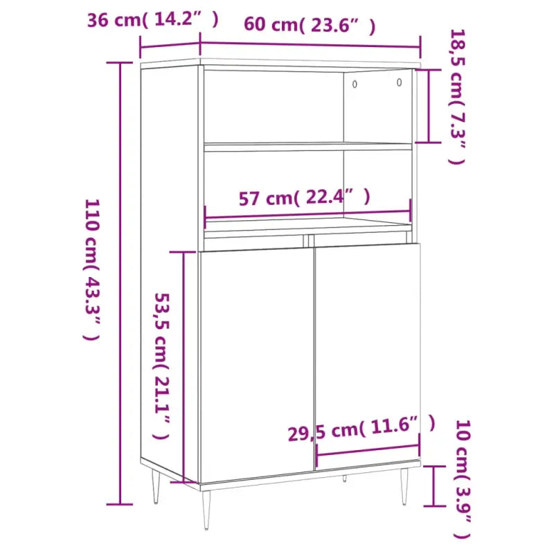 Hoge kast van bewerkt hout met industriële charme - Dressoirs & buffetkasten