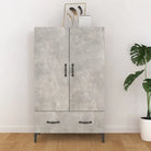 Hoge kast van bewerkt hout met stijlvolle en stabiele uitstraling - Betongrijs / 1 - Dressoirs & buffetkasten