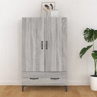 Hoge kast van bewerkt hout met stijlvolle en stabiele uitstraling - Grijs sonoma / 1 - Dressoirs & buffetkasten