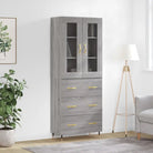 Hoge kast van bewerkt hout met unieke charme en duurzame kwaliteit - Grijs sonoma / 1 / 3 lades - Dressoirs &