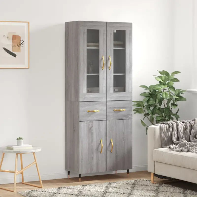 Hoge kast van bewerkt hout met unieke charme en duurzame kwaliteit - Grijs sonoma / 1 / 2 deuren 2 lades - Dressoirs &