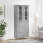 Hoge kast van bewerkt hout met unieke charme en duurzame kwaliteit - Betongrijs / 1 / 3 lades - Dressoirs & buffetkasten