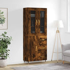 Hoge kast van bewerkt hout met unieke charme en duurzame kwaliteit - Gerookt eiken / 1 / 1 deur 3 lades - Dressoirs &