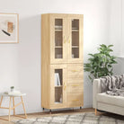 Hoge kast van bewerkt hout met unieke charme en duurzame kwaliteit - Sonoma eiken / 1 / 1 glazen deur 3 lades