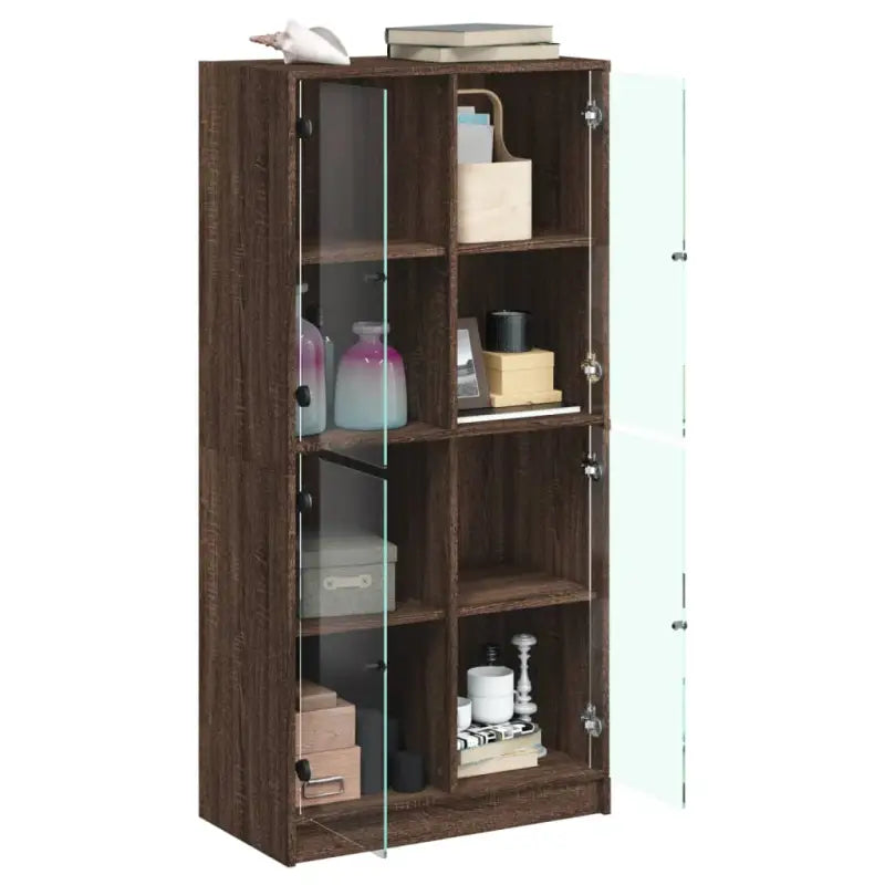 Hoge kast van bewerkt hout voor boeken en moderne interieurstijl - Dressoirs & buffetkasten