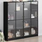 Hoge kast van bewerkt hout voor boeken en moderne interieurstijl - Zwart / 1 / 136 cm - Dressoirs & buffetkasten