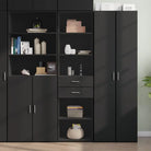 Hoge kast van bewerkt hout voor een stijlvolle inrichting - Zwart / 1 - Dressoirs & buffetkasten