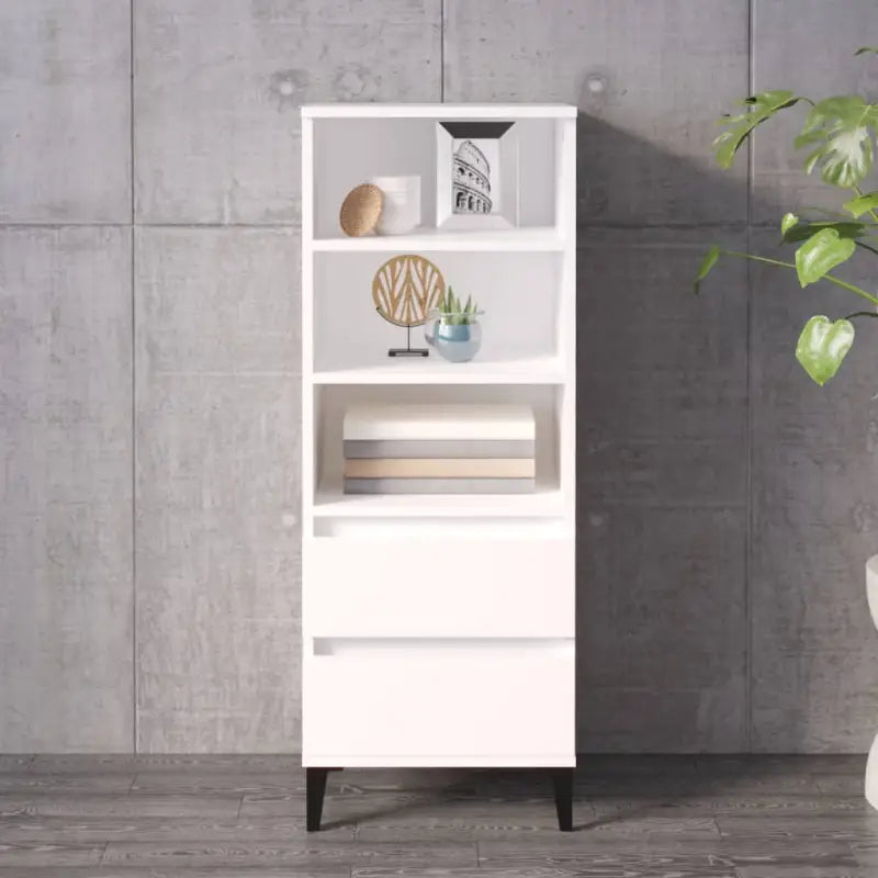 Hoge kast van gerookt eiken en bewerkt hout voor elegant interieur - Wit / 1 - Dressoirs & buffetkasten