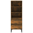 Hoge kast van gerookt eiken en bewerkt hout voor elegant interieur - Dressoirs & buffetkasten