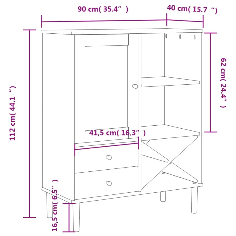 Hoge kast van massief grenenhout met elegante uitstraling - Dressoirs & buffetkasten