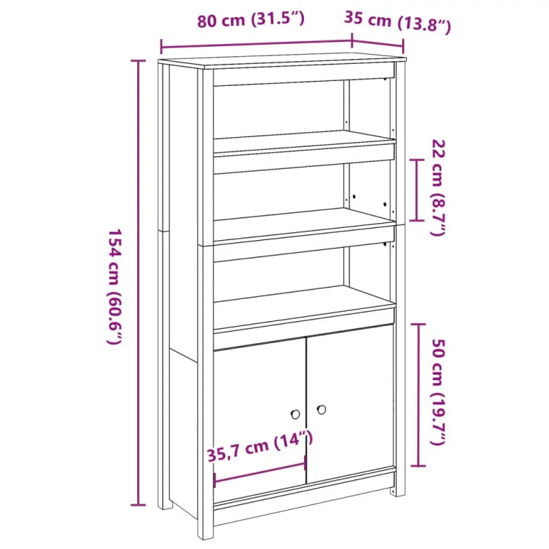 Hoge kast van massief grenenhout voor een klassieke uitstraling - Dressoirs & buffetkasten