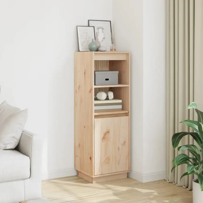 Hoge kast van massief grenenhout voor een stijlvol interieur - Naturel / 1 - Dressoirs & buffetkasten