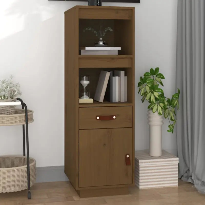 Hoge kast van massief grenenhout voor praktische opbergruimte - Honingbruin / 1 - Dressoirs & buffetkasten