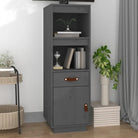 Hoge kast van massief grenenhout voor praktische opbergruimte - Grijs / 1 - Dressoirs & buffetkasten