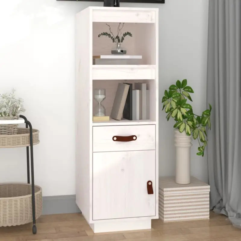 Hoge kast van massief grenenhout voor praktische opbergruimte - Wit / 1 - Dressoirs & buffetkasten