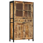 Hoge kast van massief ruw mangohout met vintage ontwerp - Dressoirs & buffetkasten