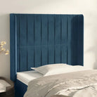 Hoofdbord en voetbord in fluweel levering bevat 147x16x118 - Donkerblauw / 93 x 16 x 118/128 cm / 1 - Hoofdborden
