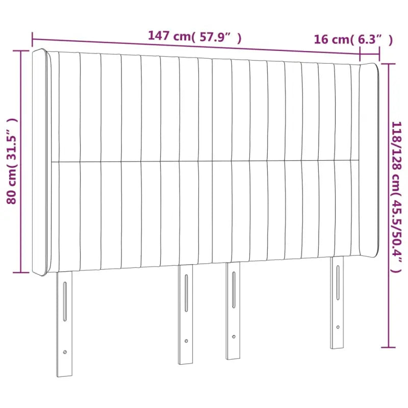 Hoofdbord en voetbord in fluweel levering bevat 147x16x118 - Hoofdborden en voetborden