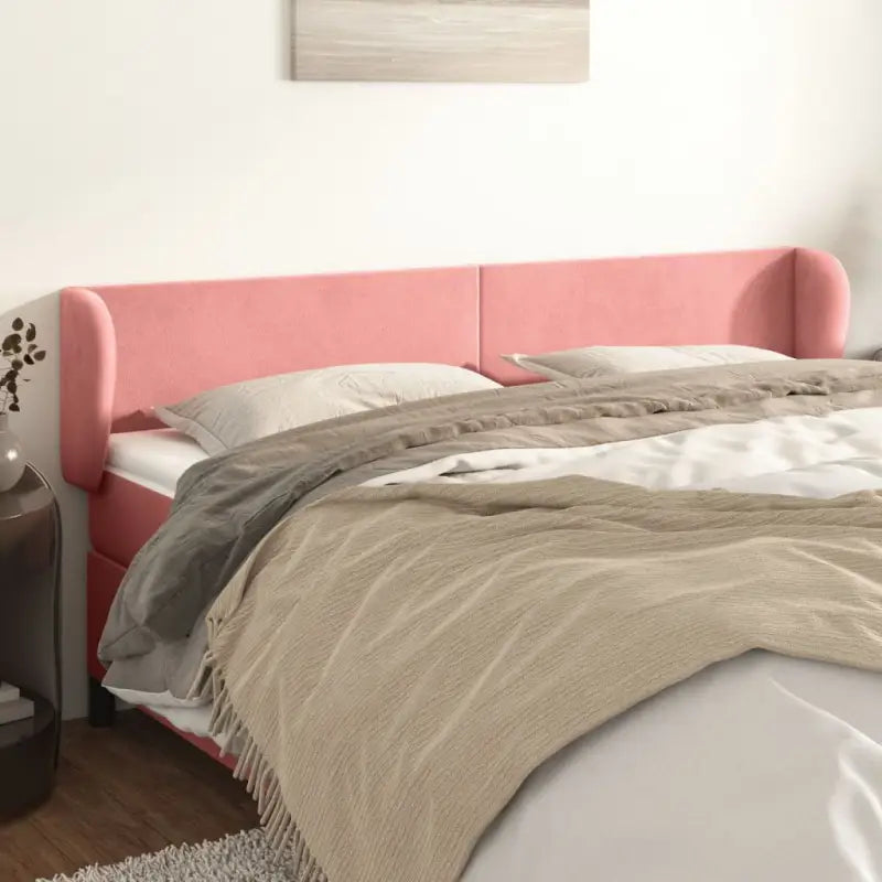 Hoofdbord en voetbord in fluweel levering bevat slimme slaapkamerstijl - Roze / 183 x 23 x 78/88 cm / 1 - Hoofdborden
