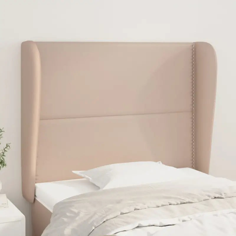 Hoofdborden en voetborden levering bevat met duurzaam glanzend kunstleer - Cappuccino / 103 x 23 x 118/128 cm / 1