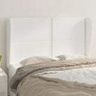 Hoofdborden en voetborden levering bevat met duurzaam glanzend kunstleer - Wit / 147 x 23 x 118/128 cm / 1