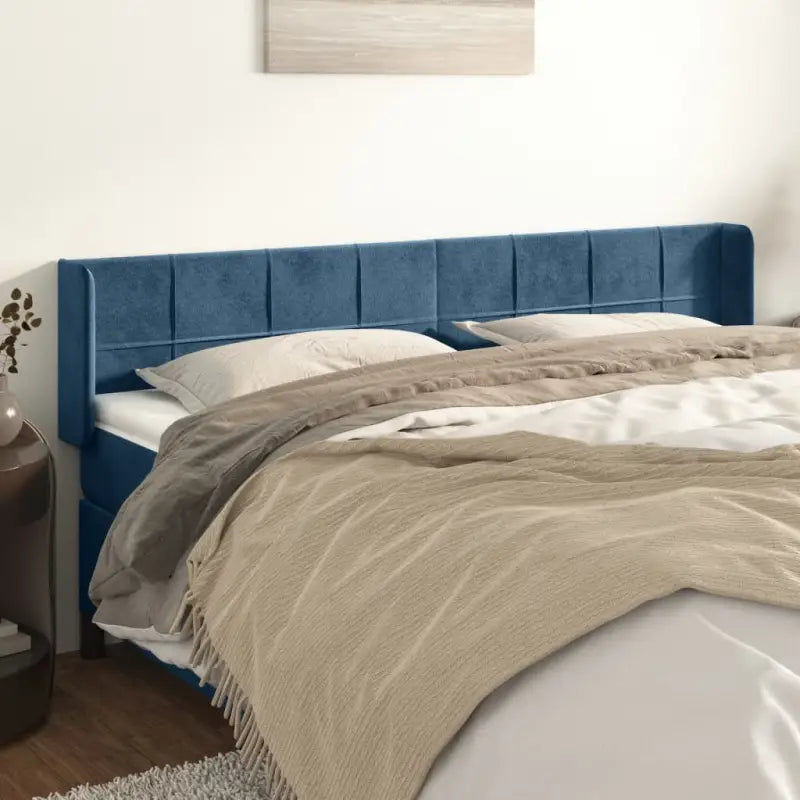 Hoofdborden en voetborden met levering bevat in zacht fluweel - Donkerblauw / 163 x 16 x 78/88 cm / 1 - Hoofdborden