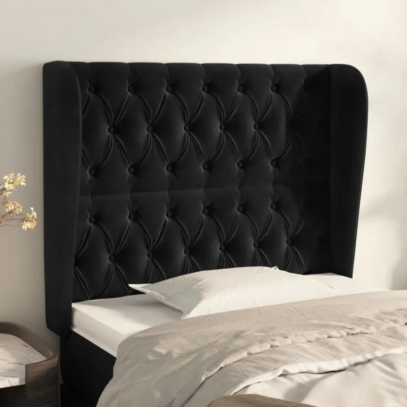 Hoofdborden en voetborden met levering bevat in zacht fluweel design - Zwart / 93 x 23 x 118/128 cm / 1 - Hoofdborden