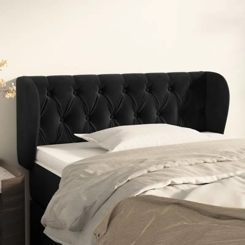Hoofdborden en voetborden met levering bevat in zacht fluweel design - Zwart / 103 x 23 x 78/88 cm / 1 - Hoofdborden