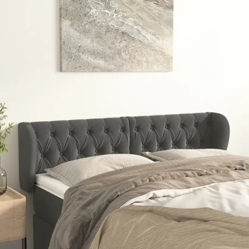 Hoofdborden en voetborden met levering bevat in zacht fluweel design - Donkergrijs / 147 x 23 x 78/88 cm / 1