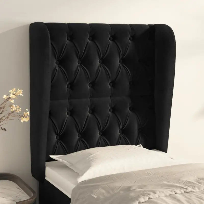 Hoofdborden en voetborden met levering bevat in zacht fluweel design - Zwart / 83 x 23 x 118/128 cm / 1 - Hoofdborden