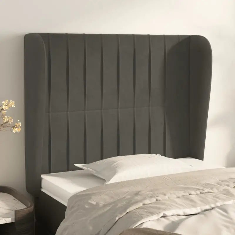 Hoofdborden en voetborden met levering bevat in zacht fluweel ontwerp - Donkergrijs / 103 x 23 x 118/128 cm / 1