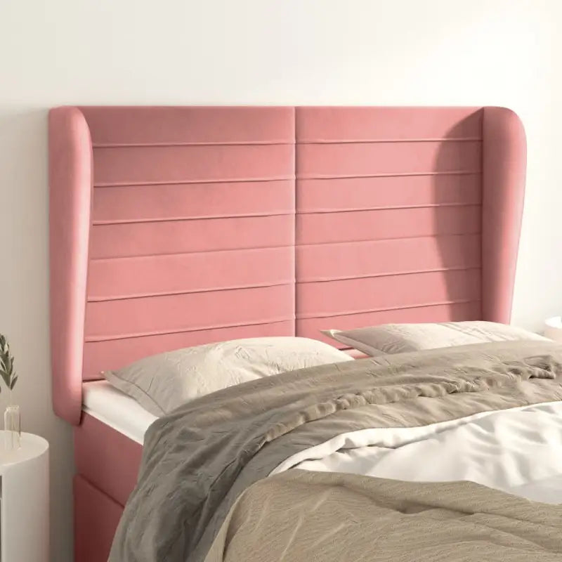 Hoofdborden en voetborden met levering bevat in zacht fluweel ontwerp - Roze / 147 x 23 x 118/128 cm / 1 - Hoofdborden