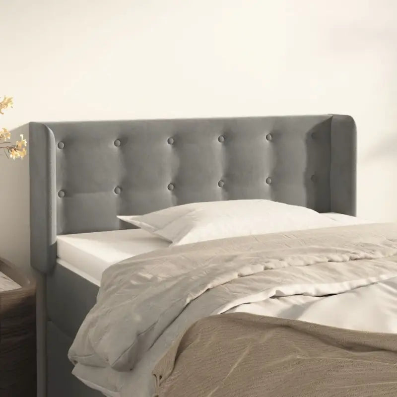 Hoofdborden en voetborden met luxe fluweel levering bevat - Lichtgrijs / 103 x 16 x 78/88 cm / 1 - Hoofdborden
