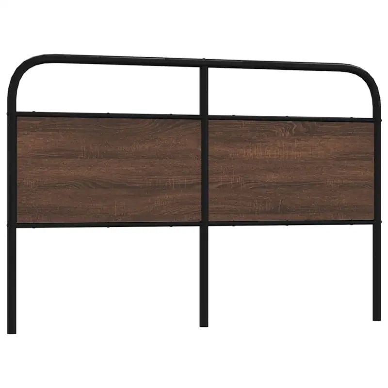 Hoofdborden en voetborden met ronde buizen en bewerkt hout - bruin eikenkleur / 160 cm / 1 - Hoofdborden en voetborden