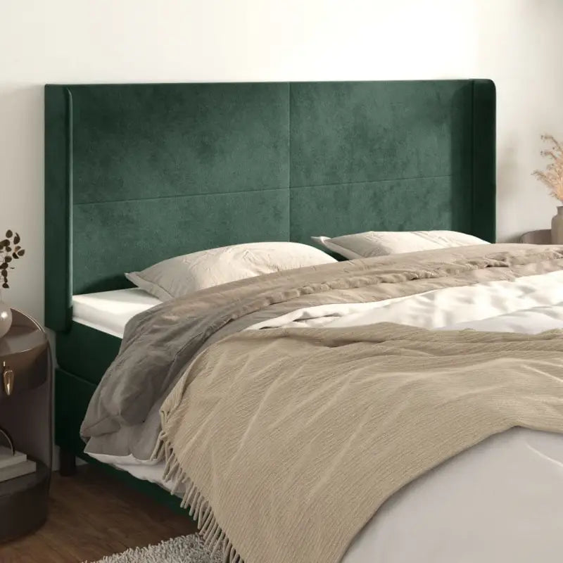 Hoofdborden en voetborden met trendy ontwerp levering bevat 183x16x78 - Donkergroen / 203 x 16 x 118/128 cm / 1