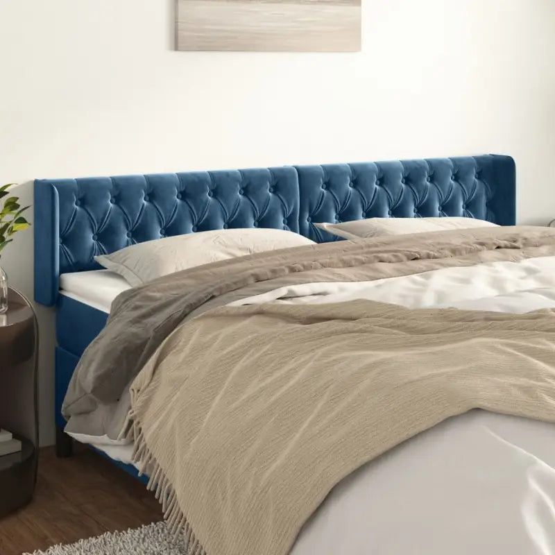 Hoofdborden en voetborden met zachte fluweel levering bevat - Donkerblauw / 183 x 16 x 78/88 cm / 1 - Hoofdborden