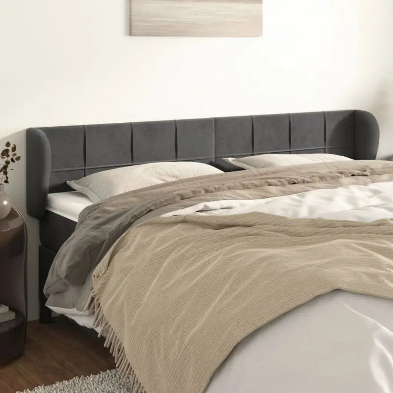 Hoofdborden en voetborden met zachte fluweel levering bevat - Donkergrijs / 183 x 23 x 78/88 cm / 1 - Hoofdborden