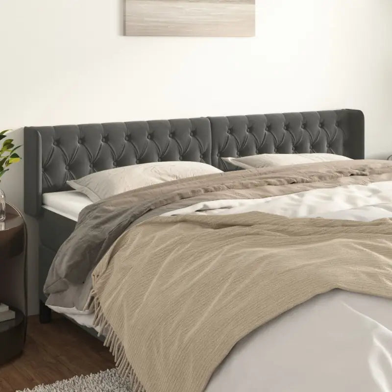 Hoofdborden en voetborden met zachte fluweel levering bevat - Donkergrijs / 203 x 16 x 78/88 cm / 1 - Hoofdborden