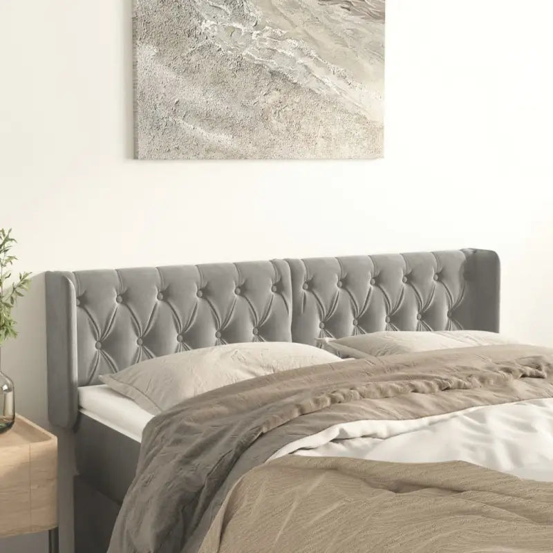 Hoofdborden en voetborden met zachte fluweel levering bevat - Lichtgrijs / 147 x 16 x 78/88 cm / 1 - Hoofdborden