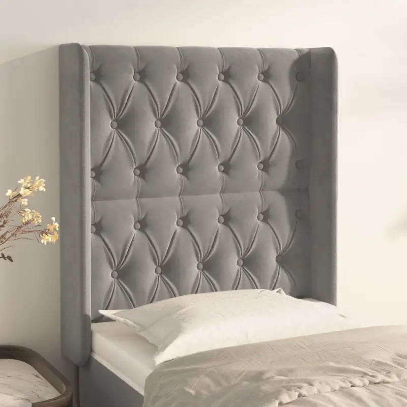 Hoofdborden en voetborden met zachte fluweel levering bevat - Lichtgrijs / 83 x 16 x 118/128 cm / 1 - Hoofdborden
