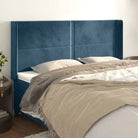 Hoofdborden en voetborden met zachte fluwelen afwerking en levering bevat - Donkerblauw / 163 x 16 x 118/128 cm / 1