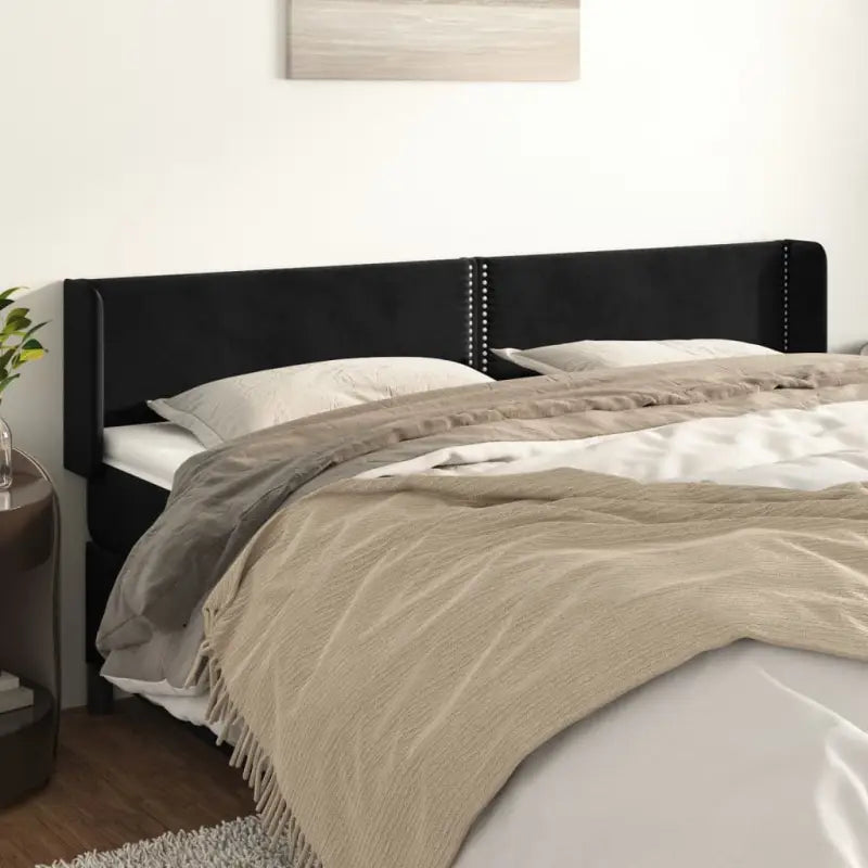 Hoofdborden en voetborden met zachte fluwelen afwerking en levering bevat - Zwart / 203 x 16 x 78/88 cm / 1