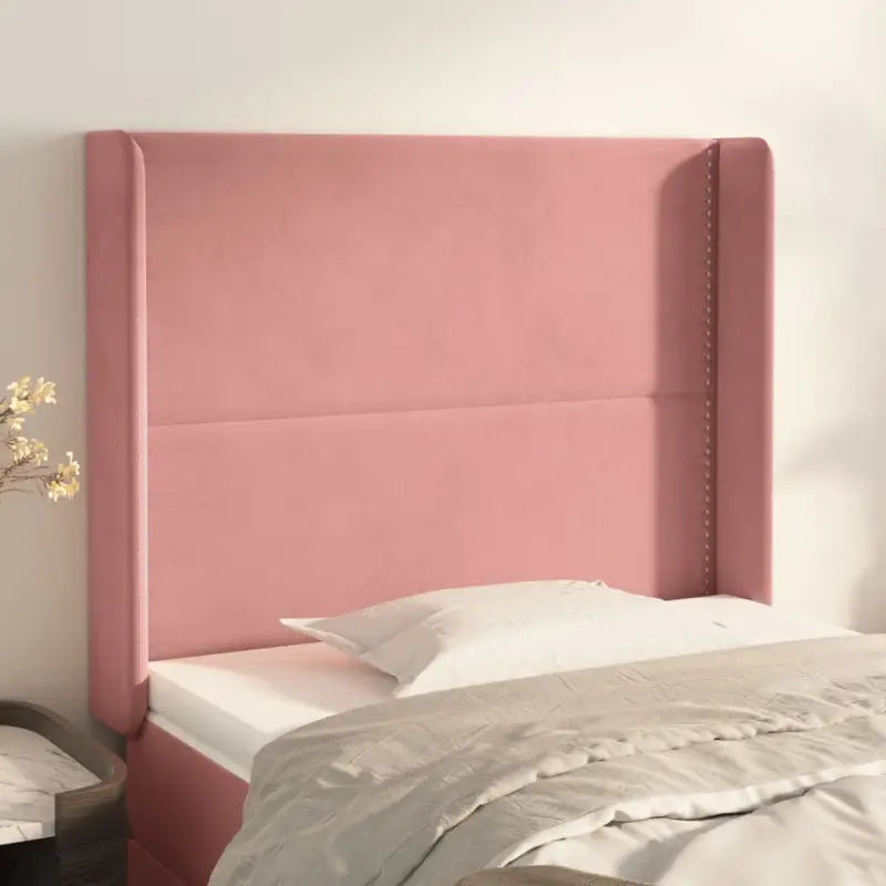 Hoofdborden en voetborden met zachte fluwelen afwerking en levering bevat - Roze / 103 x 16 x 118/128 cm / 1