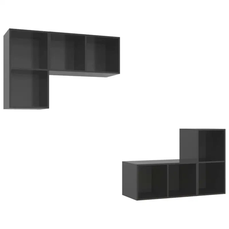 Hoogglans Grijs Tv-Meubelset met Opbergruimte en Wandmontageopties - Tv-meubels