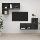 Hoogglans Grijs Tv-Meubelset met Opbergruimte en Wandmontageopties - Hoogglans grijs / 4 - Tv-meubels